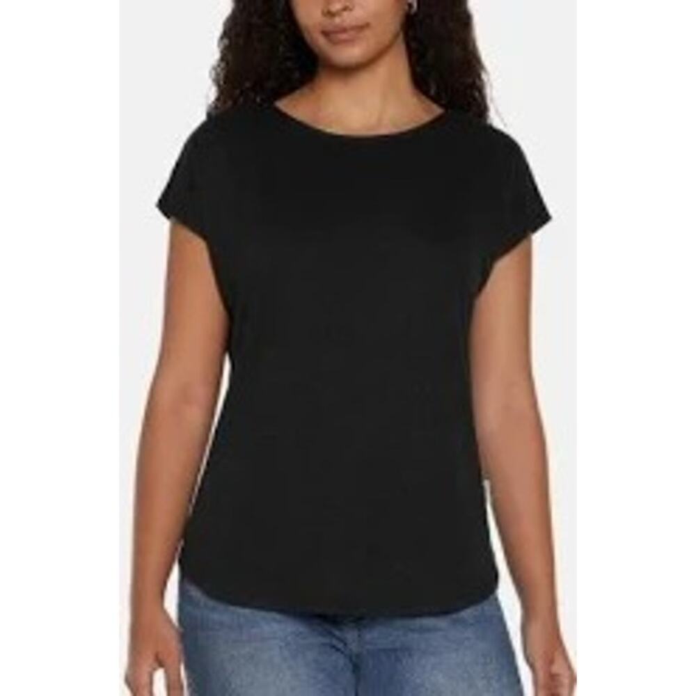 NWT Orvis Women's Linen Blend Short Sleeve Top, Medium, Black, Classic